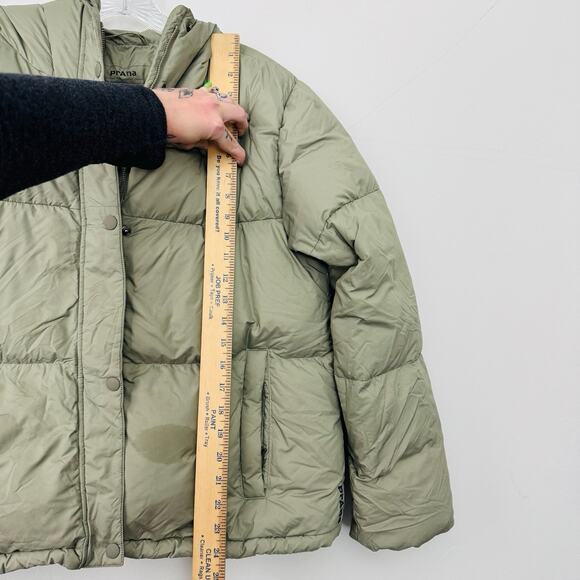 PrAna Hellebore Sage Puffer Coat Zip And Button Up Women’s Size M - Picture 7 of 11